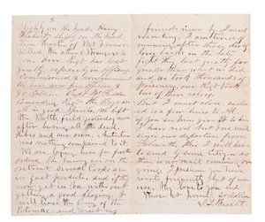 Carta de informe de batalla de G. L. Brehct (pluma y tinta sobre papel) de American School
