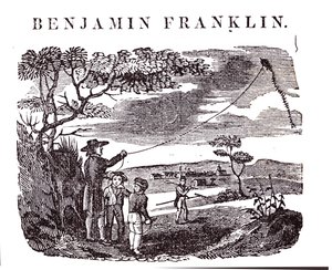 Benjamin Franklin (1706-90) Realiza su Experimento con la Cometa de American School