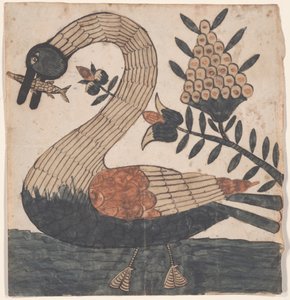 Pájaro con Pez, Pintura Fraktur, c.1810 de American School