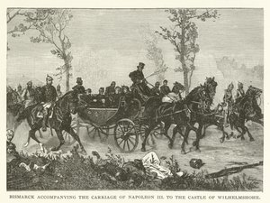 Bismarck acompañando el carruaje de Napoleón III al Castillo de Wilhelmshöhe
