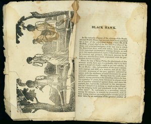 Black Hawk, de la Narrativa del cautiverio y escape providencial de la Sra. Jane Lewis, 1834 de American School