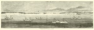 Flota de bloqueo frente a Wilmington, Old Inlet, octubre 1864 de American School