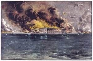 Bombardeo de Fort Sumter, Puerto de Charleston, 12 y 13 de abril de 1861, pub. 1861 de American School