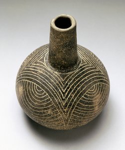 Botella Baily grabada, Caddoan, 1200-1500 (cerámica) de American School
