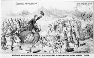 Brigham Young desde Detrás de sus Parapetos Cargando contra las Tropas de los Estados Unidos de American School