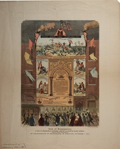 Cartel sobre el reclutamiento de afroamericanos y la celebración de la emancipación en Maryland, Ringwalt & Brown, c.1 de noviembre de 1864 de American School