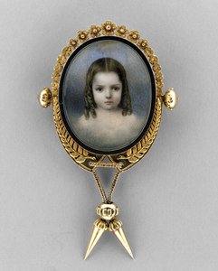 Broche con retrato de una niña, c.1860 de American School