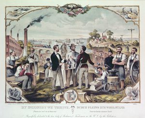 Por la industria prosperamos, publicado por Kimmel y Voigt, 1873