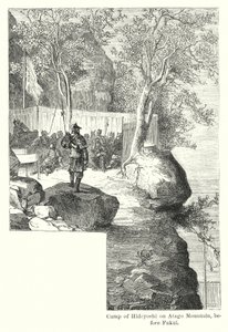 Campamento de Hideyoshi en la montaña Atago, antes de Fukui