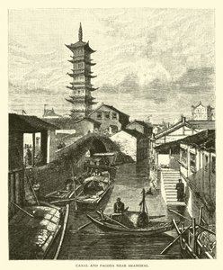 Canal y Pagoda cerca de Shanghái de American School