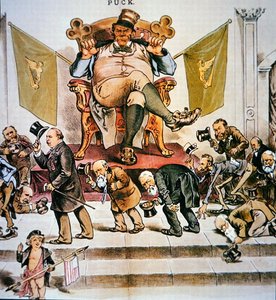 Caricatura que representa el poder político irlandés en los Estados Unidos, presentada en 