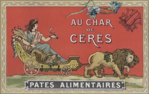 Ceres en un carro tirado por leones (litografía en color) de American School