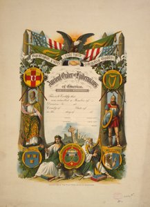 Certificado de membresía en la Antigua Orden de Hibernianos de América, c.1894 de American School