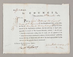 Cheque por tres libras y trece chelines a Joseph Williams, 13 de noviembre de 1783