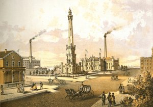 Chicago Water Works, de Chicago Illustrated, con descripciones literarias de James W. Sheahan, publicado por Jevne & Almini, Chicago, 1866-67 de American School