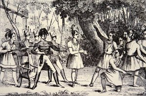 El Jefe Tecumseh (1768-1813) desafiando al General Harrison (1773-1841) de American School