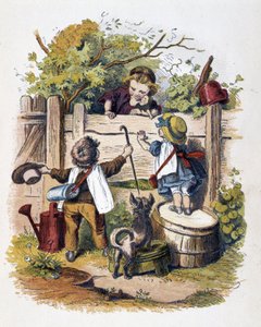 Reunión de niños en "Schnik, schnak, bagatelas para los pequeños", juegos infantiles. ed. Londres- Georges Ronthedge y hijos. Nueva York, The broad way Ludgate s.f. c. 1890 de American School