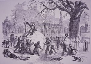 Bola de nieve navideña, escena en Boston Common de American School