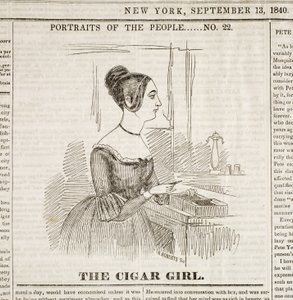Chica del cigarro, portada del "New York Sunday Atlas", 13 de septiembre de 1840 de American School