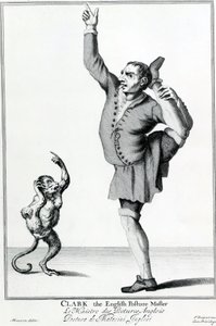 Clark el Hacedor de Posturas Inglés, tomado de la serie The Cryes of the City of London Drawne after the Life, grabado después de Marcellus Laroon II, publicado por Pierce Tempest, 1688