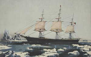 Barco Clipper, Red Jacket - En el hielo frente al Cabo de Hornos, en su viaje desde Australia a Liverpool, agosto de 1854, pub. 1855, Currier & Ives de American School