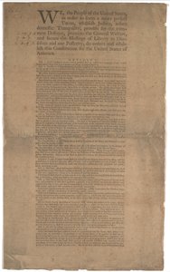 Constitución, primera impresión, impresa por Dunlap & Claypoole, 17-19 de septiembre de 1787 de American School