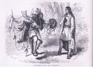 Indios convertidos "Powows" 1695, ilustración de la Historia de los Estados Unidos de Cassell, publicada por Petter & Galpin c.1890 de American School