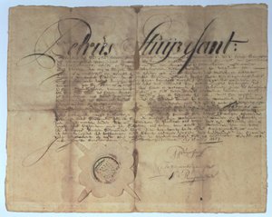 Escritura firmada por Peter Stuyvesant, Director General de Nueva Holanda, 15 de mayo de 1664 de American School
