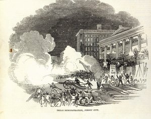 Manifestación en Jersey City a favor de la anexión de Texas por los Estados Unidos, ilustración del Illustrated London News, 22 de marzo. de American School