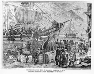 Destrucción del té en el puerto de Boston en 1773 de American School