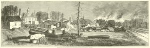 Destrucción de los depósitos, edificios públicos y fábricas en Atlanta, noviembre 1864 de American School