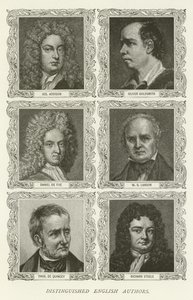 Autores ingleses distinguidos, Joseph Addison, Oliver Goldsmith, Daniel Defoe, W S Landor, Thomas De Quincey, Richard Steele de American School