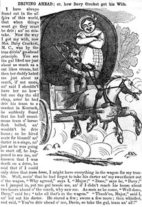 Avanzando, o Cómo Davy Crockett Consiguió a su Esposa, de Crocketts almanac para 1856, publicado en Nueva York, 1855 de American School