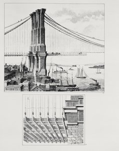 Elevación de una torre del Puente de Brooklyn, Nueva York de American School