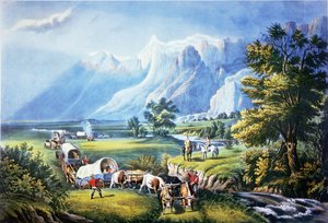 Emigrantes cruzando las llanuras de American School