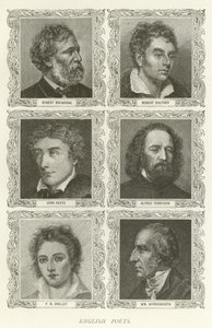 Poetas Ingleses, Robert Browning, Robert Southey, John Keats, Alfred Tennyson, P B Shelley, William Wordsworth de American School