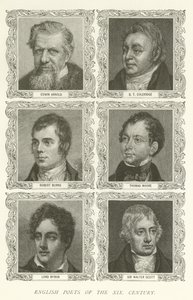 Poetas Ingleses del Siglo XIX, Edwin Arnold, S T Coleridge, Robert Burns, Thomas Moore, Lord Byron, Sir Walter Scott de American School
