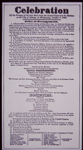 Canal Erie: parte clave del Sistema de Canales del Estado de Nueva York; Anuncio del 8 de octubre de 1823 celebrando su apertura (completado en 1825) de American School