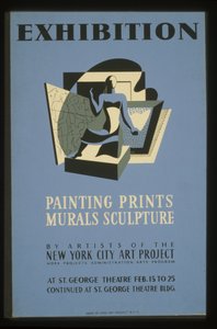 Exposición de pintura, grabados, murales, escultura por artistas del Proyecto de Arte de la Ciudad de Nueva York de American School