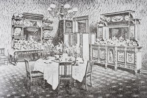 Comedor familiar de la Casa Blanca en la década de 1890, Washington D.C., Estados Unidos de América de American School