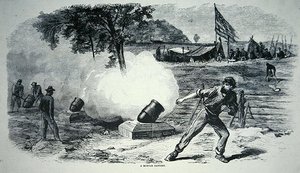 Batería de mortero federal durante la Guerra Civil Americana (1861-65) de American School