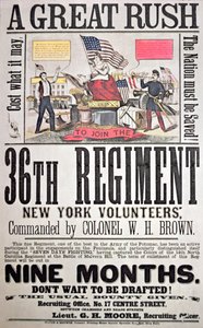 Cartel de reclutamiento federal para el 36º Regimiento, voluntarios de Nueva York de American School