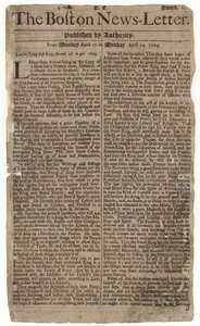 Primera edición del Boston News-Letter, 1704 (papel de periódico) de American School