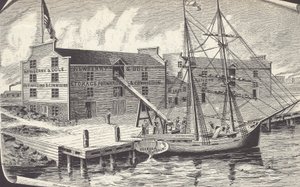 Primer envío de trigo desde el almacén de Chicago, Newberry & Dole de American School