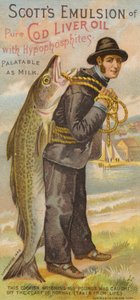 Pescador sosteniendo pez sobre el hombro de American School
