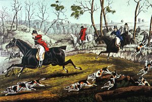 Caza del zorro, publicado por N. Currer de American School