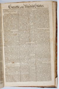 Primera página de la Gazette of the United States, 15 de abril de 1789 de American School
