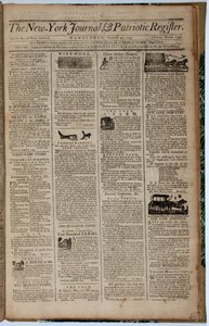 Primera página del New York Journal and Patriot Register, 21 de agosto de 1793 de American School