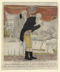 G. Washington en su última enfermedad, atendido por los Drs Craik y Brown, pub. c.1800 de American School