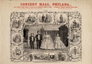 El General Tom Thumb y su esposa, Com. Nutt y la Srta. Minnie Warren de American School